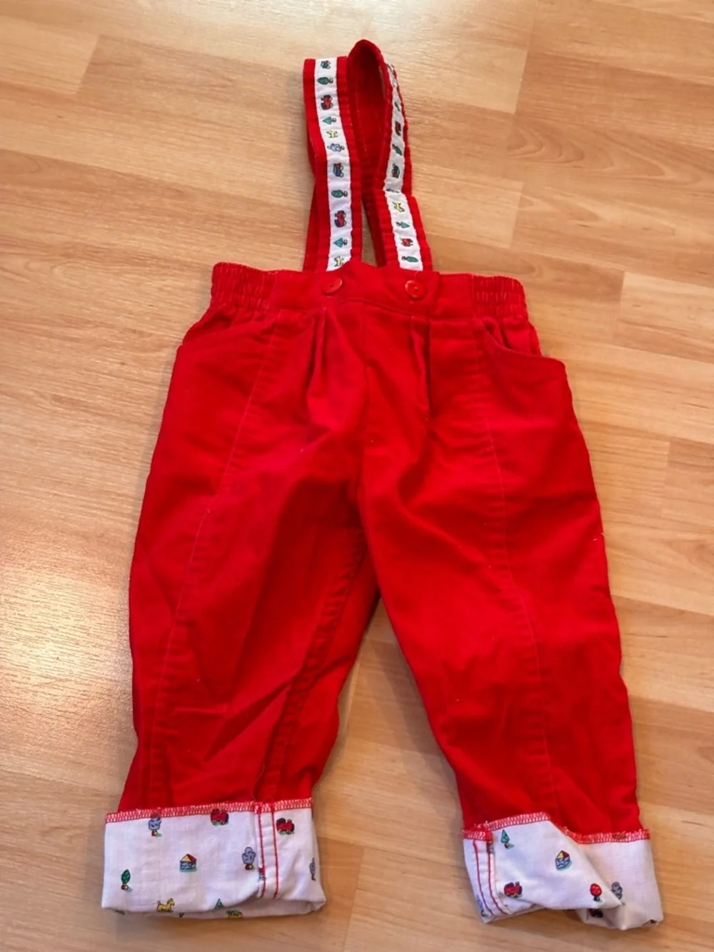OshKosh‎ B'gosh Red Suspender Overalls with White Top - Made in USA